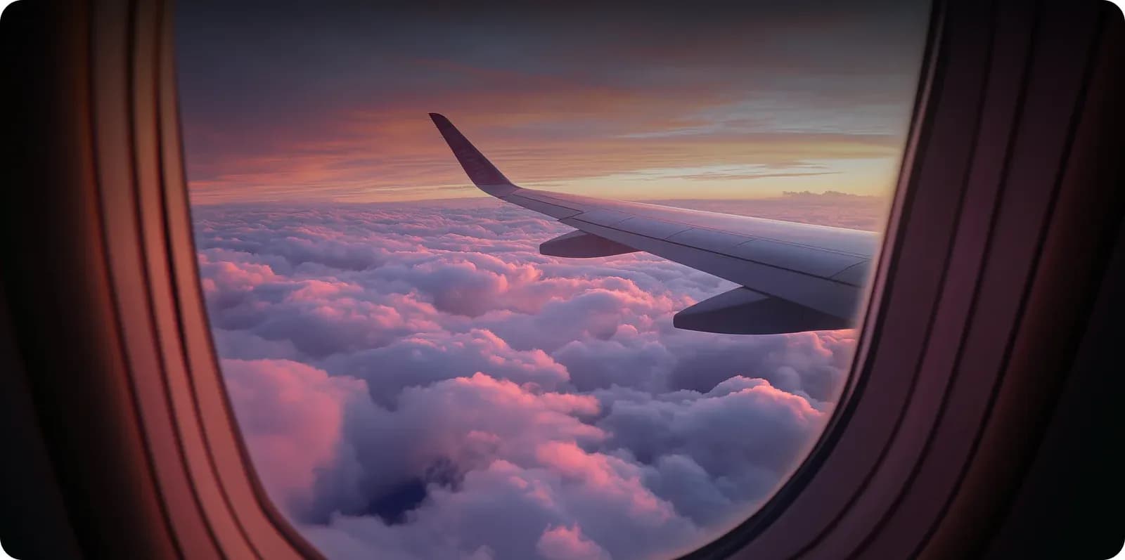 Travel view from airplane window